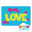 Picture of Love Word with Hearts Glitter Tattoo Stencil - HP-114 (5pc pack)