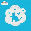 Picture of Sitting Cat With Butterflies  - Dream Stencil - 220